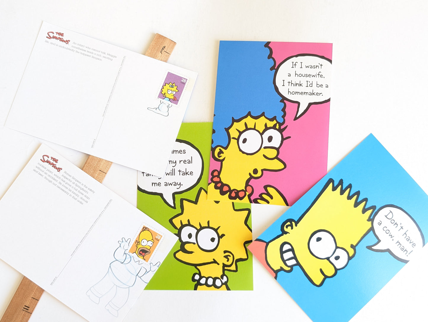 The Simpsons Postcards, Set of 5 or Booklet of 20 Unused USPS Postcards, 4x6 Inches, 2009