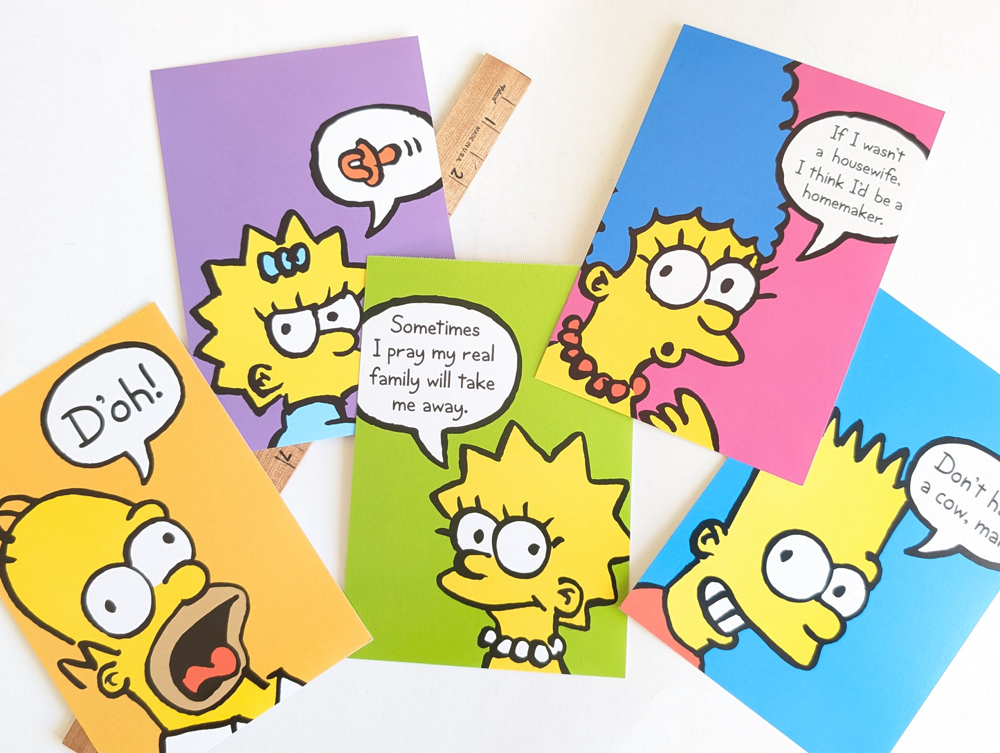 The Simpsons Postcards, Set of 5 or Booklet of 20 Unused USPS Postcards, 4x6 Inches, 2009