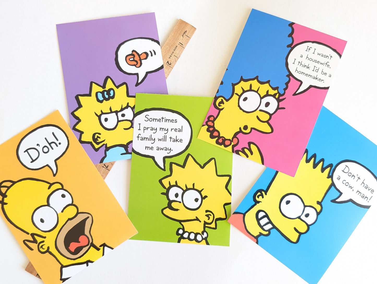 The Simpsons Postcards, Set of 5 or Booklet of 20 Unused USPS Postcards, 4x6 Inches, 2009