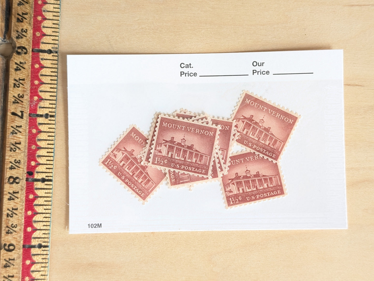 Mount Vernon Stamps, Set of 10, Vintage Unused USPS 1.5 Cent Postage Stamps, Liberty Series 1956, Gummed