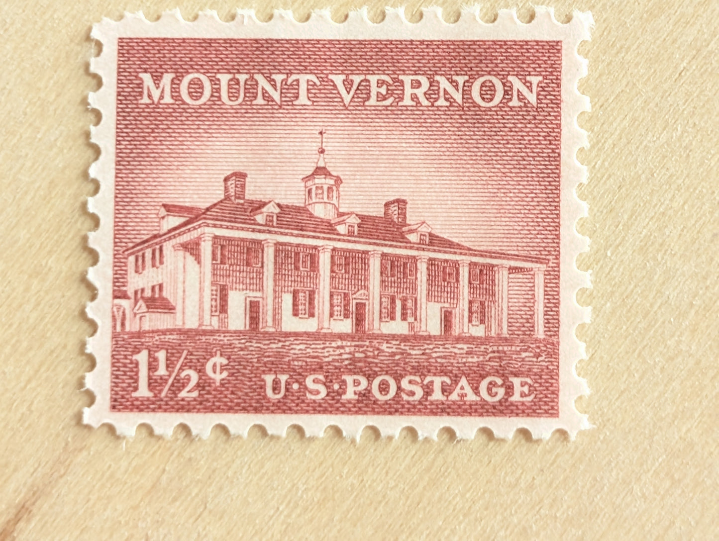 Mount Vernon Stamps, Set of 10, Vintage Unused USPS 1.5 Cent Postage Stamps, Liberty Series 1956, Gummed