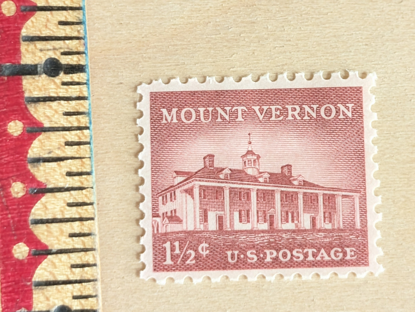 Mount Vernon Stamps, Set of 10, Vintage Unused USPS 1.5 Cent Postage Stamps, Liberty Series 1956, Gummed