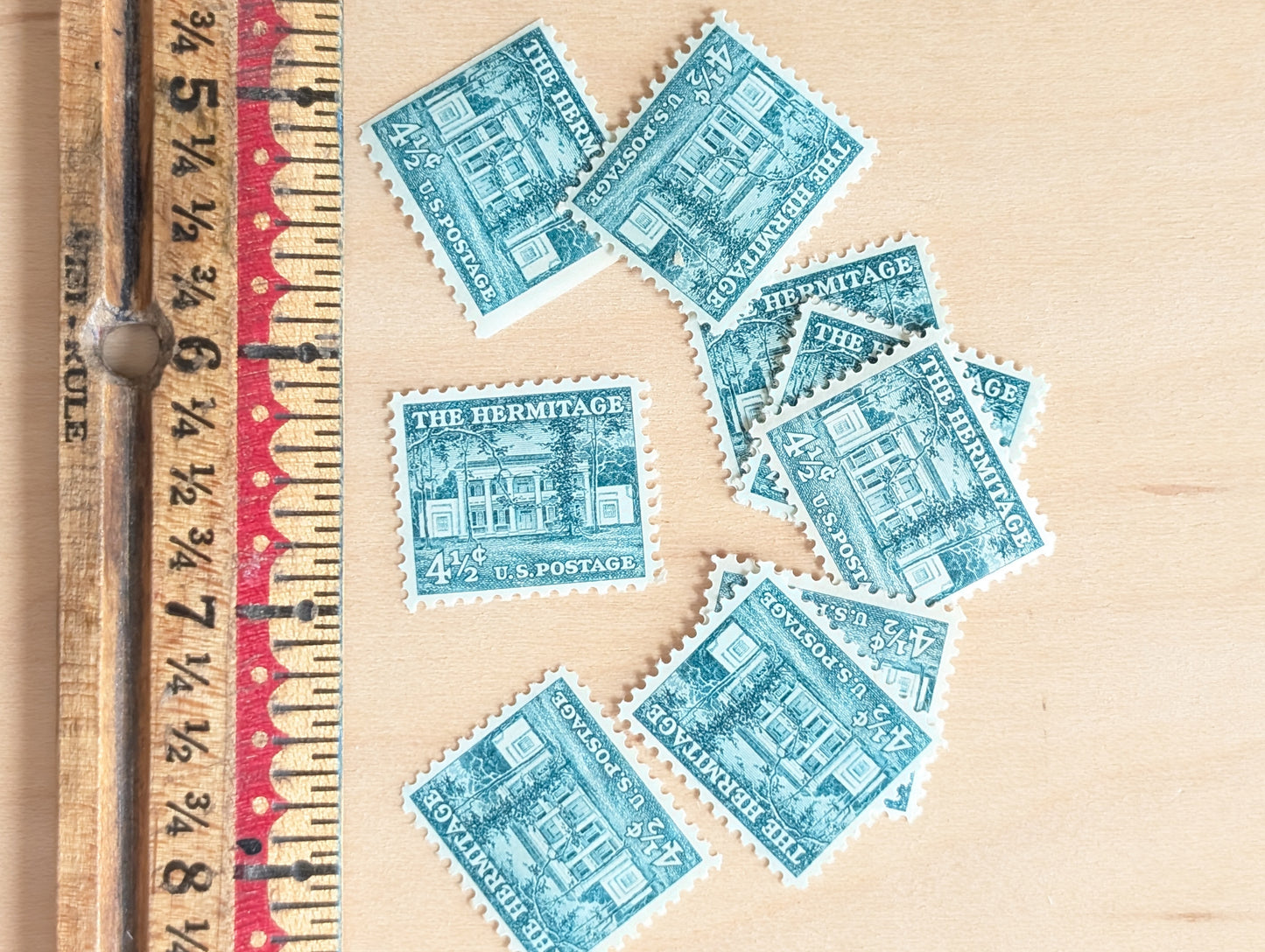 The Hermitage Stamps, Set of 10, Vintage Unused USPS 4.5 Cent Postage Stamps, Liberty Series 1959, Gummed