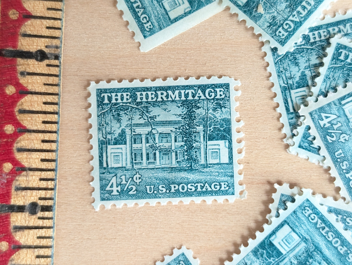 The Hermitage Stamps, Set of 10, Vintage Unused USPS 4.5 Cent Postage Stamps, Liberty Series 1959, Gummed