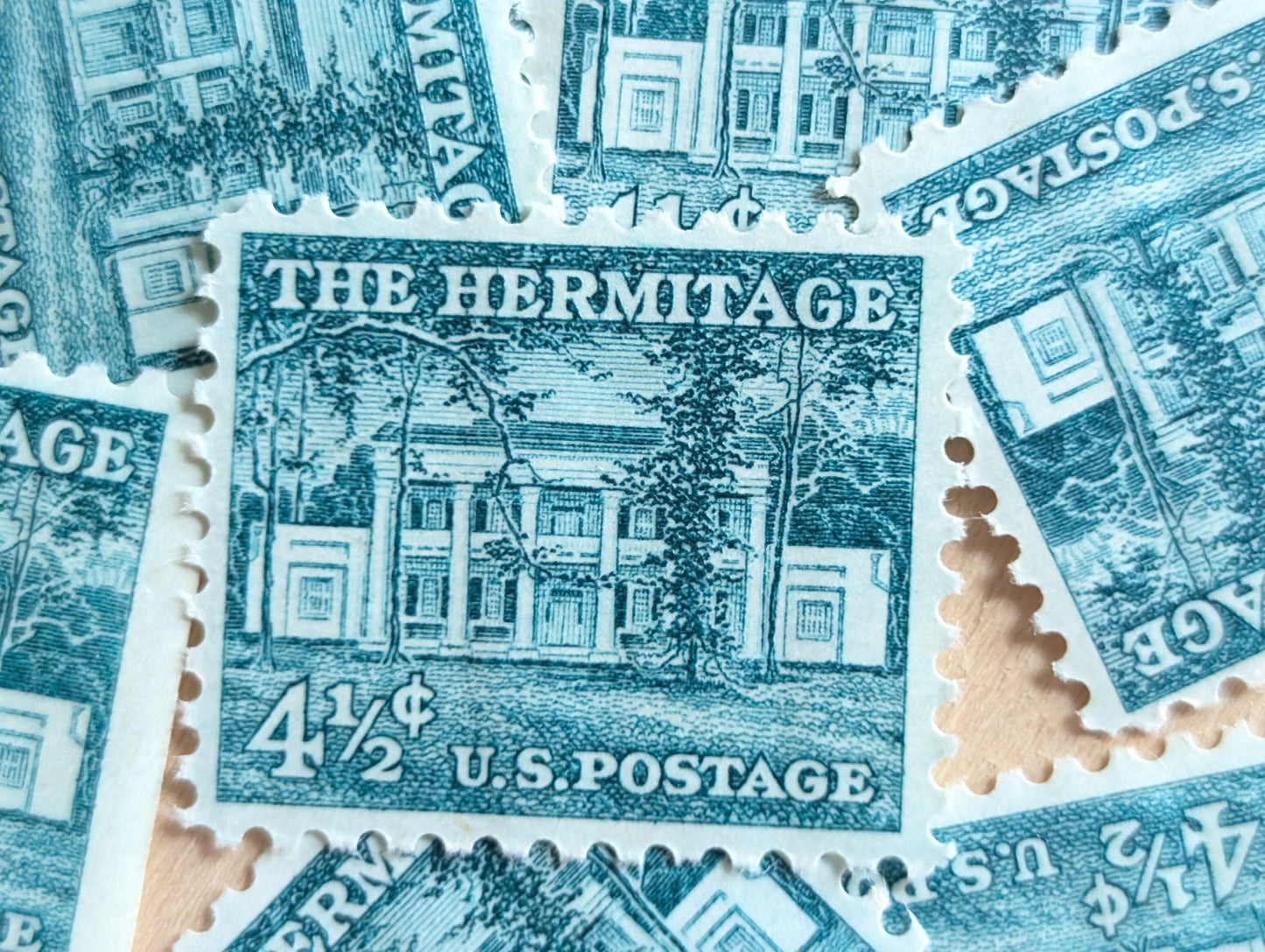 The Hermitage Stamps, Set of 10, Vintage Unused USPS 4.5 Cent Postage Stamps, Liberty Series 1959, Gummed