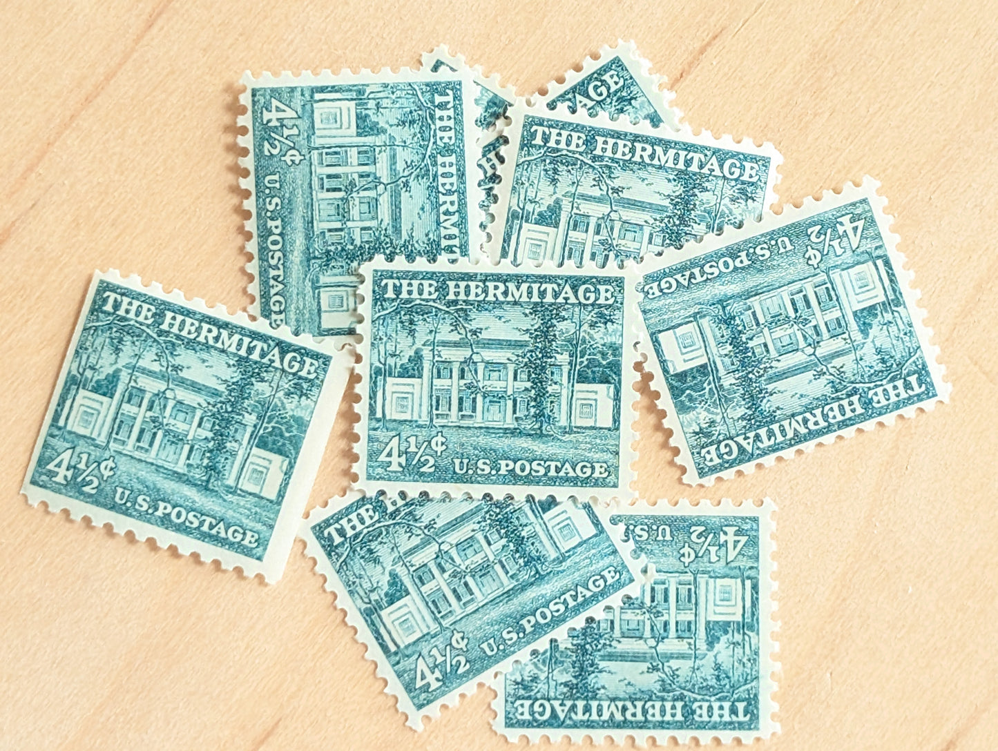 The Hermitage Stamps, Set of 10, Vintage Unused USPS 4.5 Cent Postage Stamps, Liberty Series 1959, Gummed