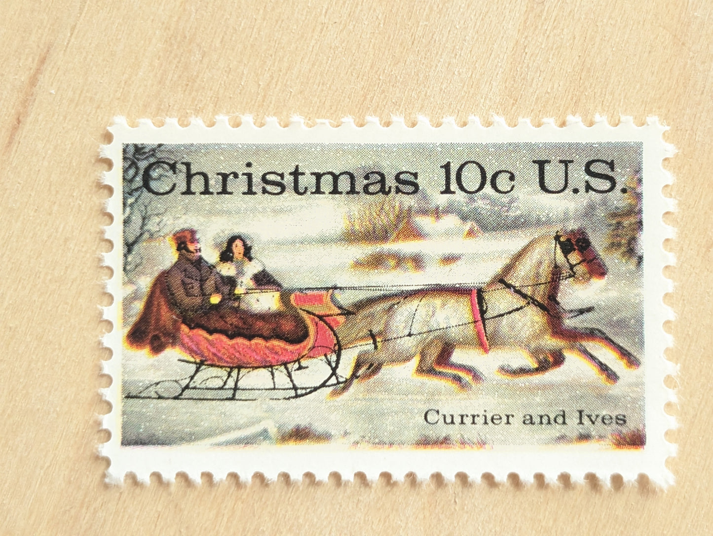 Christmas Stamps, Set of 10, Vintage Unused USPS 10 Cent Postage Stamps, 1971, Gummed