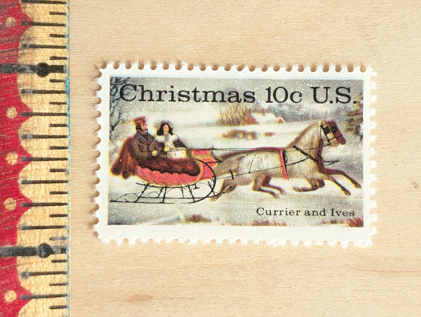 Christmas Stamps, Set of 10, Vintage Unused USPS 10 Cent Postage Stamps, 1971, Gummed