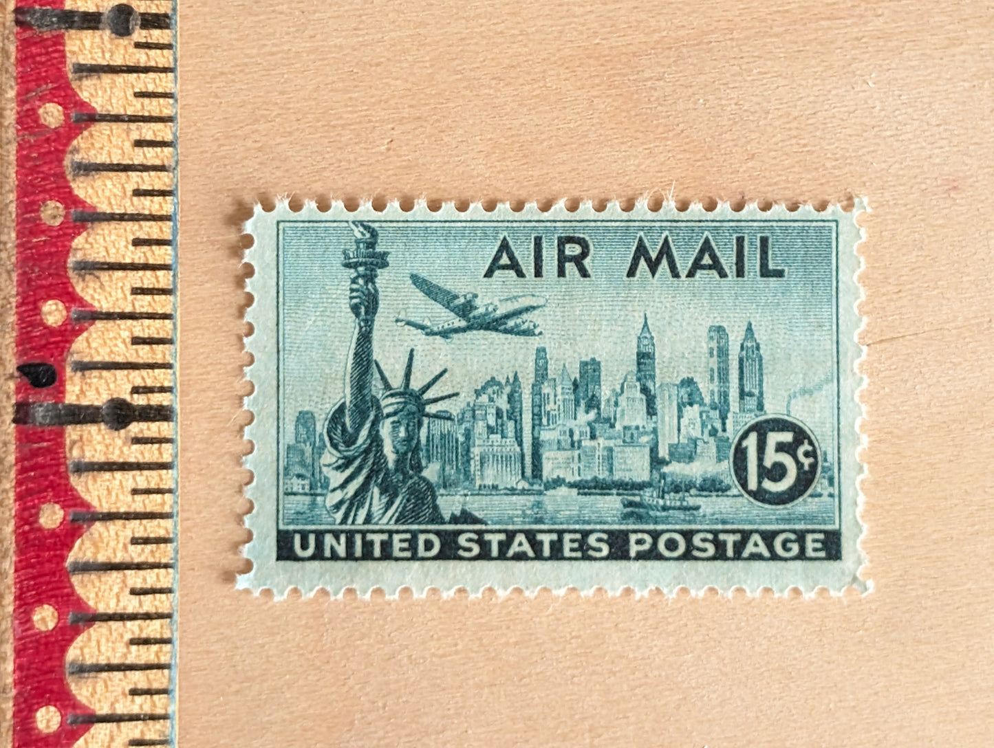 US Airmail Postage Stamps, Set of 10, Vintage Unused USPS 15 Cent Postage Stamps, 1947, Gummed