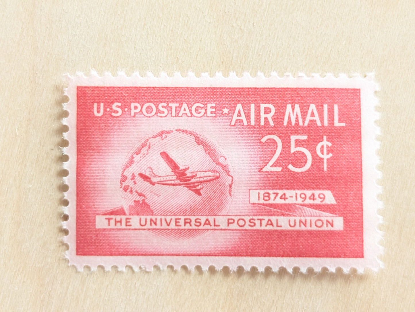 US Airmail Postage Stamps, Set of 10, Vintage Unused USPS 25 Cent Postage Stamps, 1949, Gummed