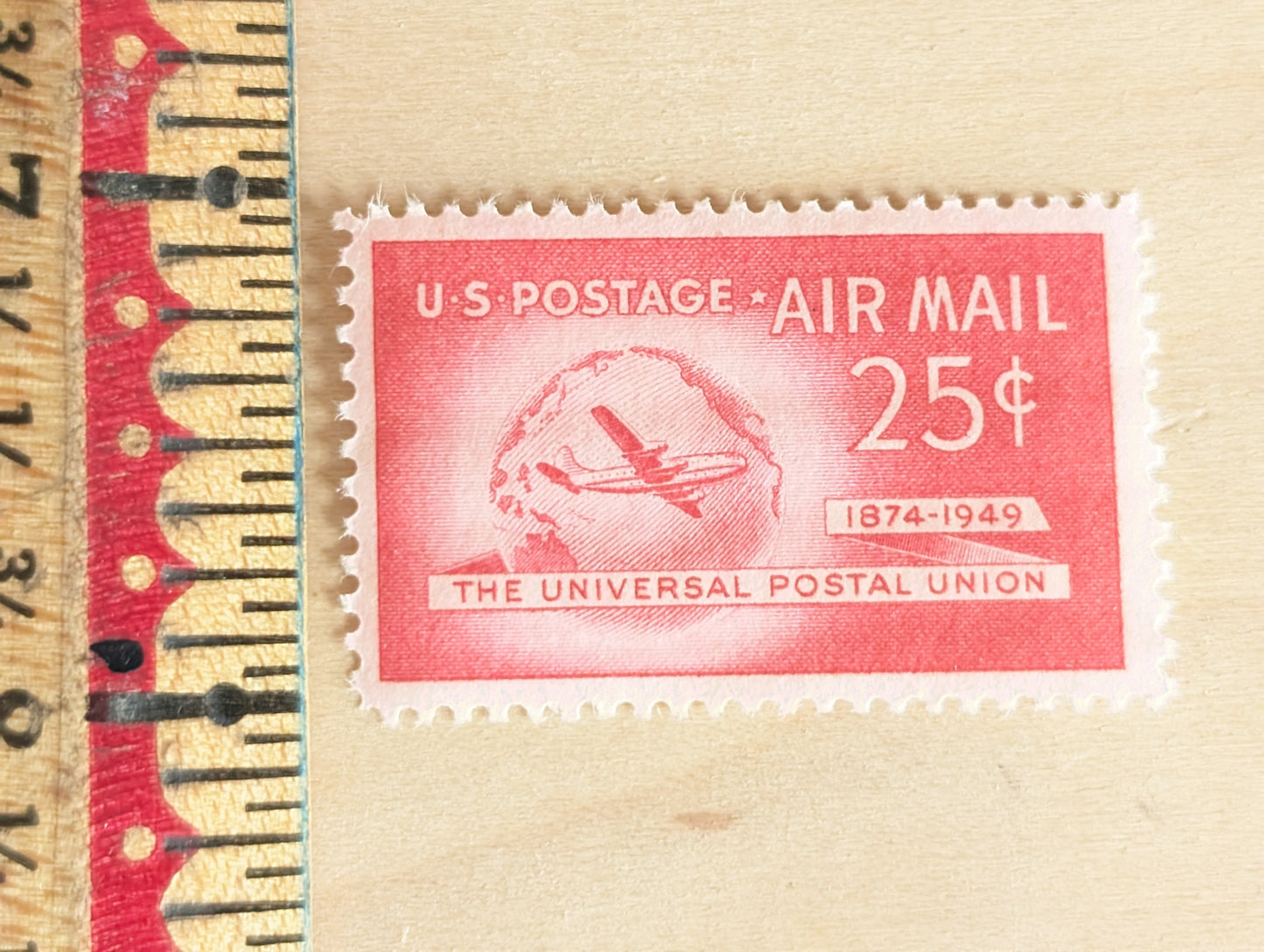 US Airmail Postage Stamps, Set of 10, Vintage Unused USPS 25 Cent Postage Stamps, 1949, Gummed