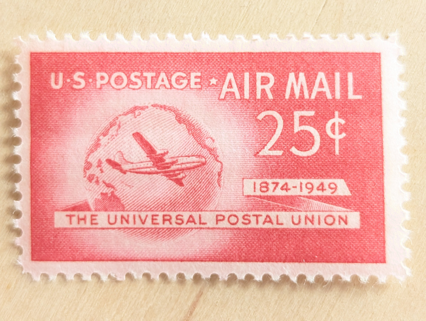 US Airmail Postage Stamps, Set of 10, Vintage Unused USPS 25 Cent Postage Stamps, 1949, Gummed