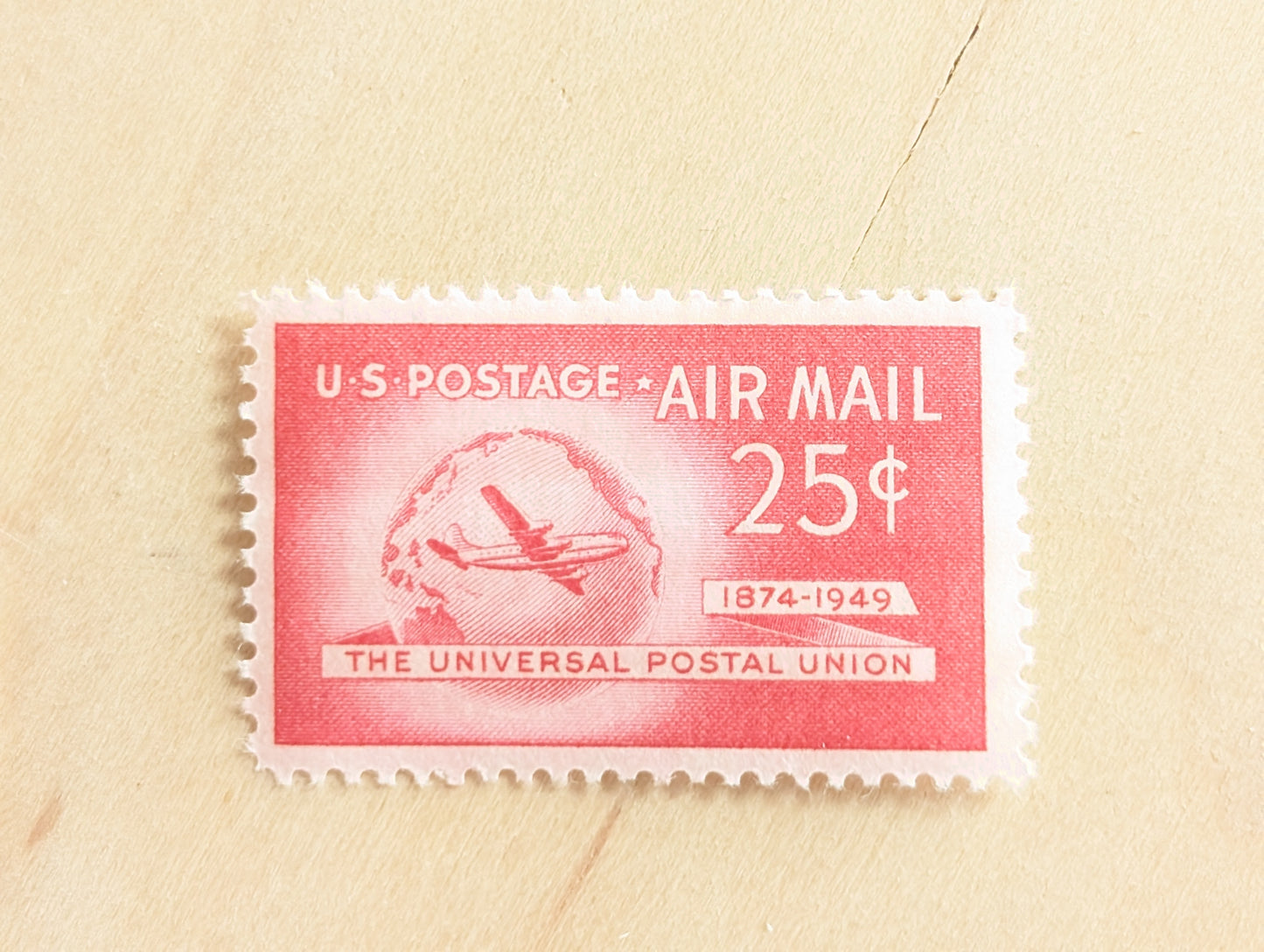 US Airmail Postage Stamps, Set of 10, Vintage Unused USPS 25 Cent Postage Stamps, 1949, Gummed