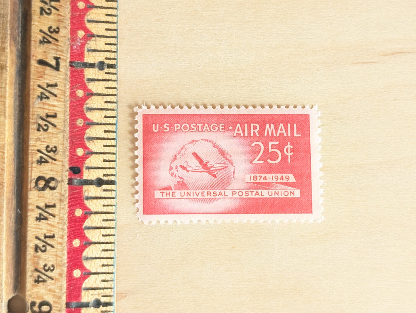 US Airmail Postage Stamps, Set of 10, Vintage Unused USPS 25 Cent Postage Stamps, 1949, Gummed