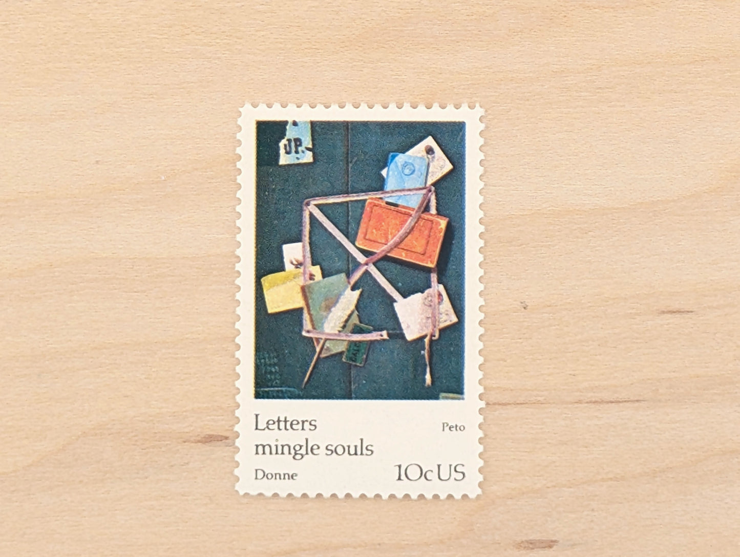 Letters Mingle Souls Peto Postage Stamps, Set of 5, Vintage Unused USPS 10 Cent Postage Stamps, 1974, Gummed