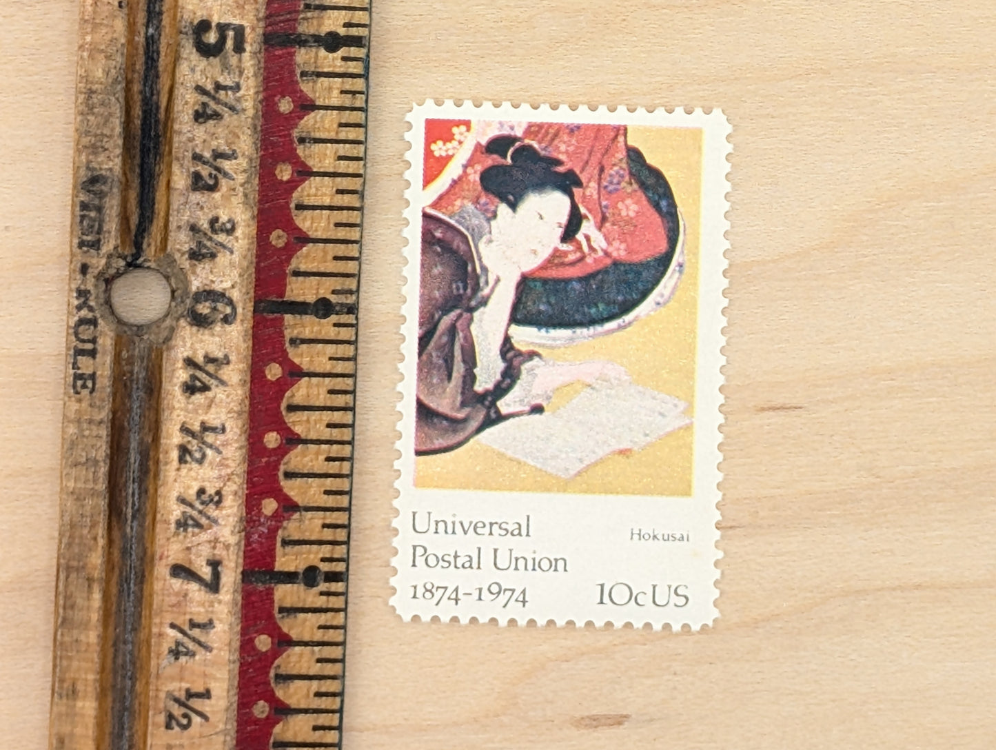 Universal Postal Union by Hokusai, Set of 5, Vintage Unused USPS 10 Cent Postage Stamps, Unerversal Postal Union 1974, Gummed