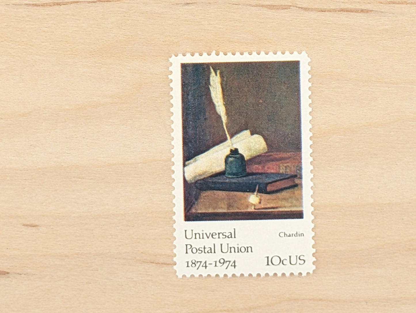 Universal Postal Union by Chardin, Set of 5, Vintage Unused USPS 10 Cent Postage Stamps, Universal Postal Union 1974, Gummed