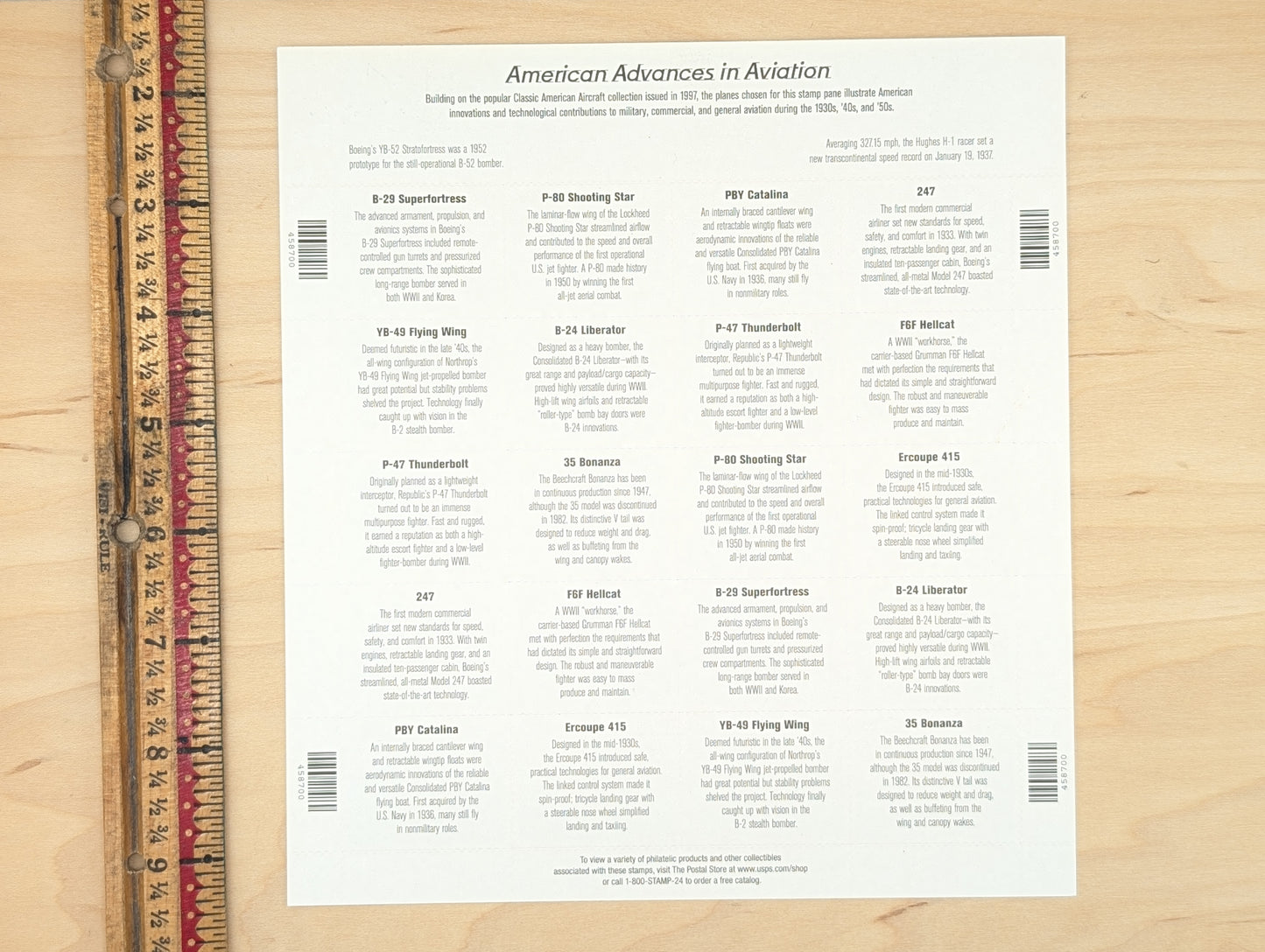 American Advances in Aviation, Sheet of 20, Vintage Unused USPS 37 Cent Postage Stamps, 2004, Gummed
