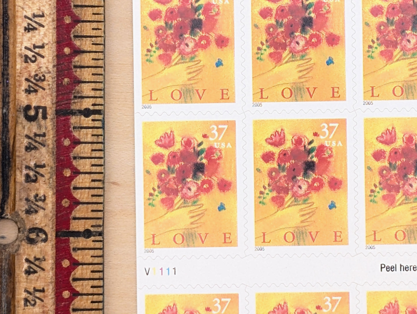 Love Bouquet Stamps, Sheet of 20, Vintage Unused USPS 37 Cent Postage Stamps, Love Stamps 2004, Self-Adhesive