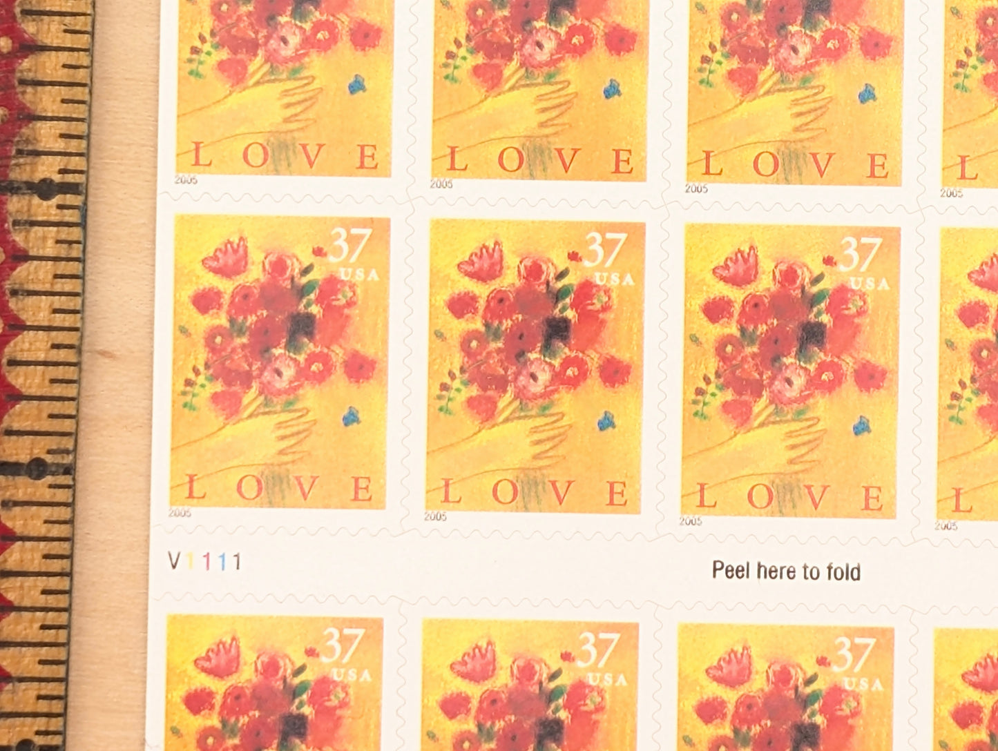 Love Bouquet Stamps, Sheet of 20, Vintage Unused USPS 37 Cent Postage Stamps, Love Stamps 2004, Self-Adhesive