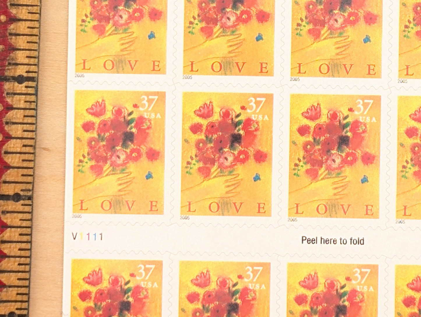 Love Bouquet Stamps, Sheet of 20, Vintage Unused USPS 37 Cent Postage Stamps, Love Stamps 2004, Self-Adhesive