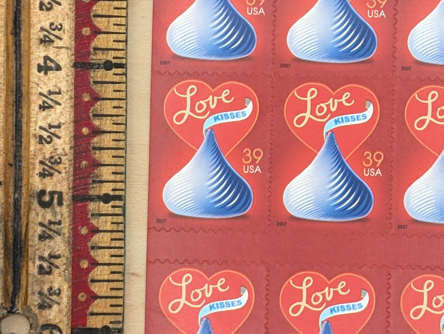 Love Kisses Stamps, Sheet of 20, Vintage Unused USPS 39 Cent Postage Stamps, Love Stamps 2007, Self-Adhesive