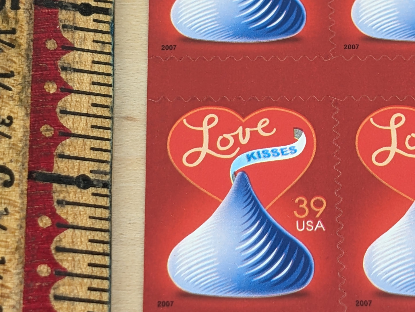 Love Kisses Stamps, Sheet of 20, Vintage Unused USPS 39 Cent Postage Stamps, Love Stamps 2007, Self-Adhesive