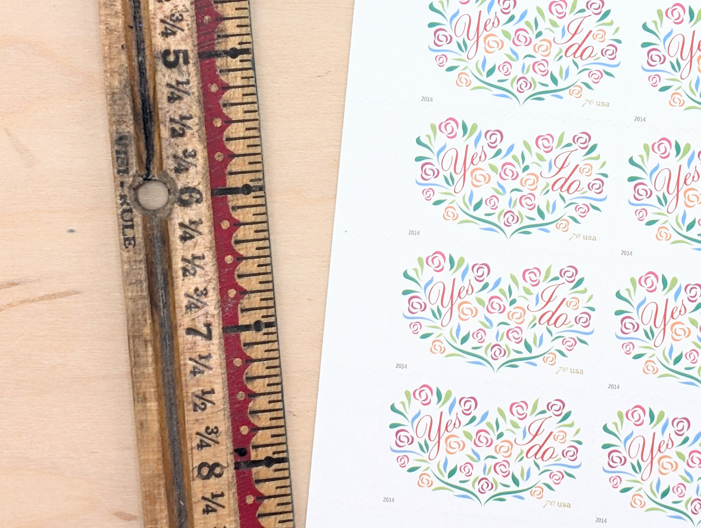 Yes I Do Stamps, Sheet of 20, Vintage Unused USPS 70 Cent Postage Stamps, Wedding Stamps 2014, Self-Adhesive