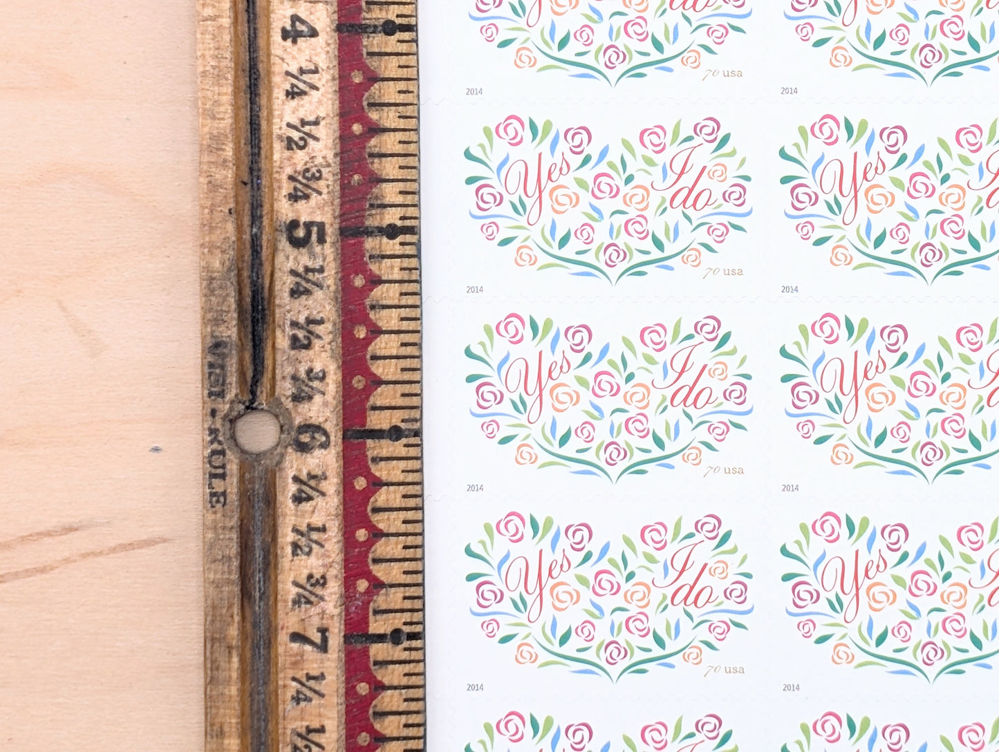 Yes I Do Stamps, Sheet of 20, Vintage Unused USPS 70 Cent Postage Stamps, Wedding Stamps 2014, Self-Adhesive