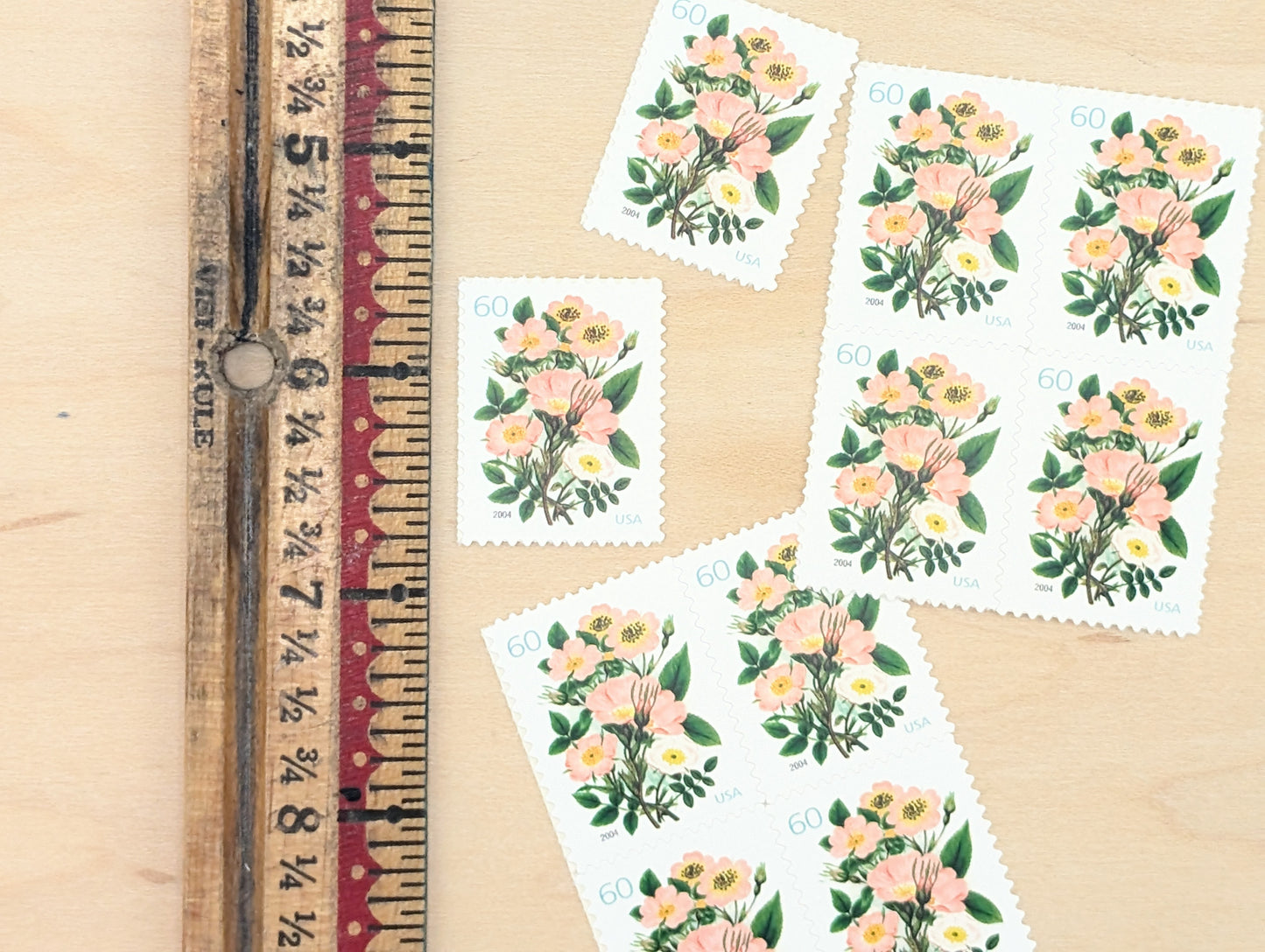 Garden Botanical, Vintage Unused USPS 60 Cent Postage Stamps, Garden Botanical Stamps (Pink Wild Rose), 2003, Gummed