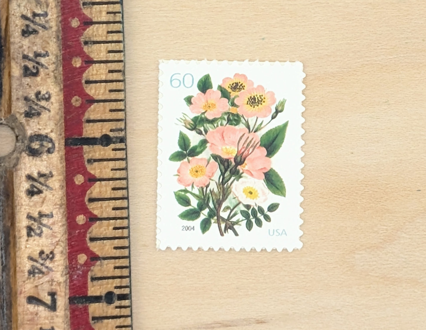 Garden Botanical, Vintage Unused USPS 60 Cent Postage Stamps, Garden Botanical Stamps (Pink Wild Rose), 2003, Gummed