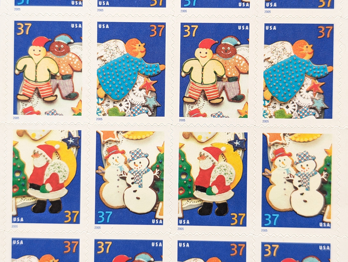 Holiday Cookies, Vintage Unused USPS 37 Cent Postage Stamps, 2005, Self-Adhesive