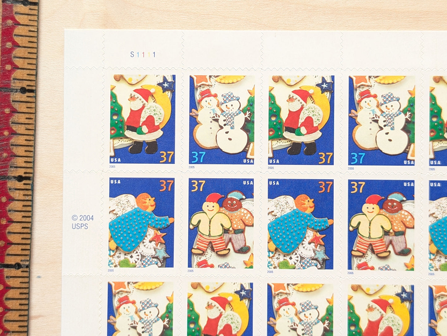 Holiday Cookies, Sheet of 20, Vintage Unused USPS 37 Cent Postage Stamps, Holiday Cookies Stamps, 2005, Self-Adhesive