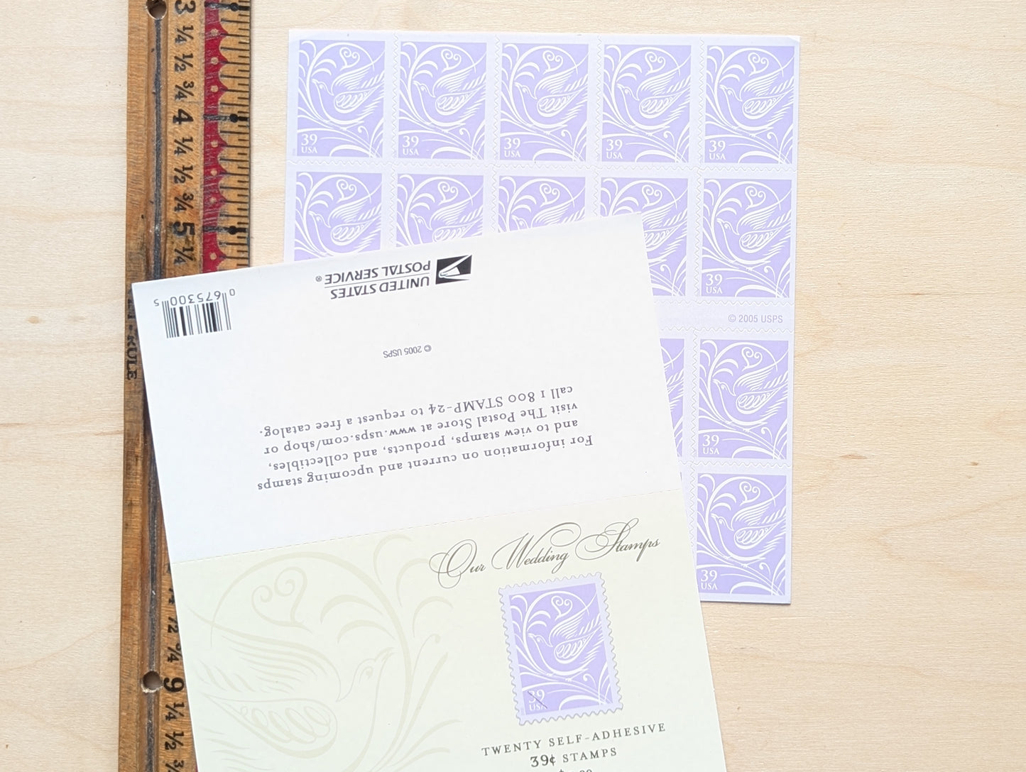 Our Wedding, Sheet of 20, Vintage Unused USPS 39 Cent Postage Stamps, Our Wedding Stamps, 2005, Self-Adhesive