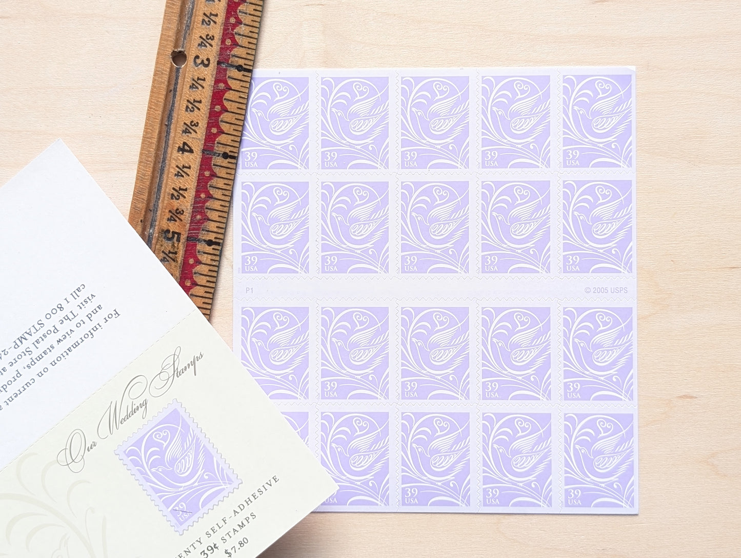 Our Wedding, Sheet of 20, Vintage Unused USPS 39 Cent Postage Stamps, Our Wedding Stamps, 2005, Self-Adhesive