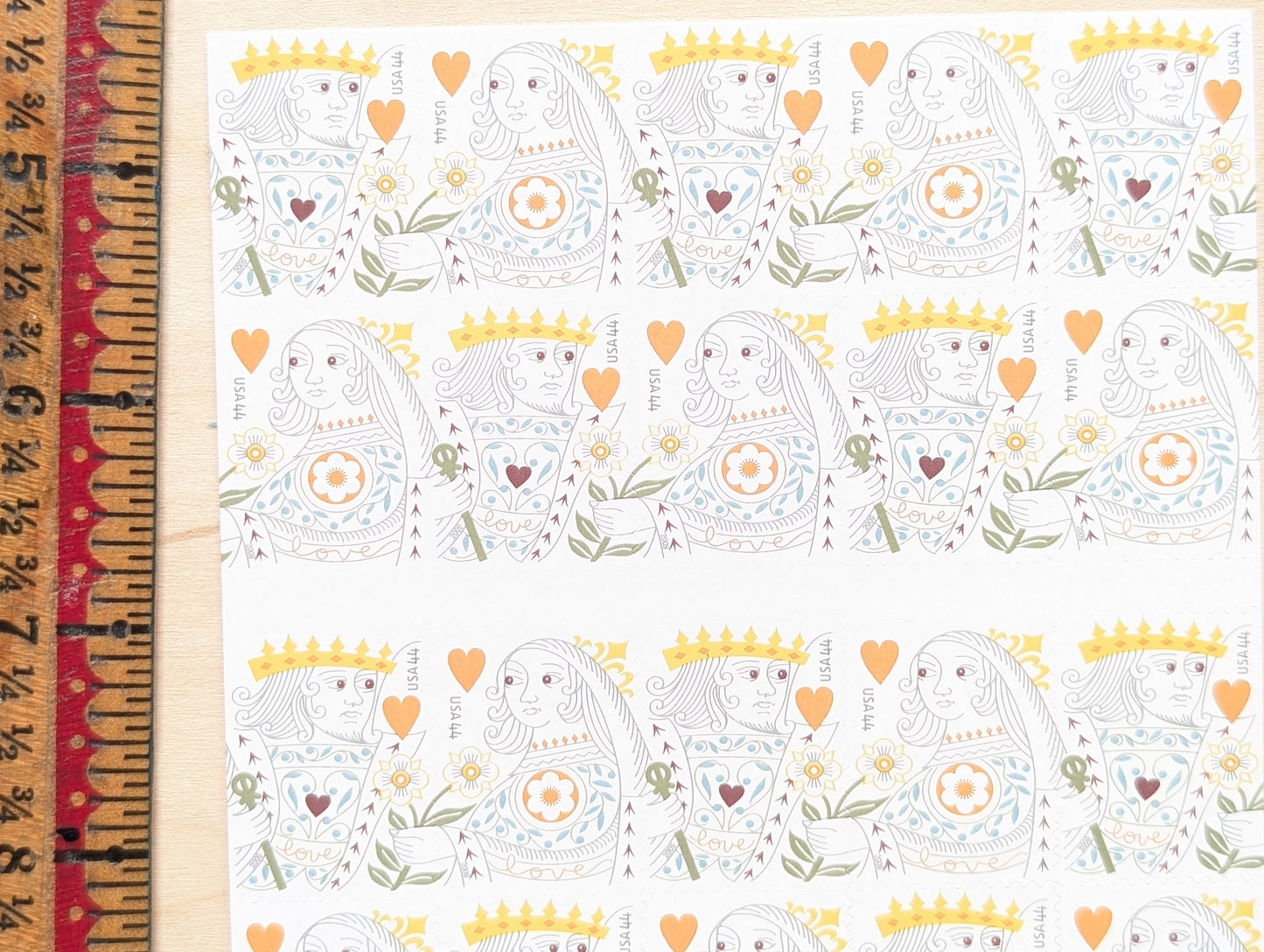 Love King and Queen of Hearts, Sheet of 20, Unused USPS 44 Cent Postage Stamps, Love Series, 2009, Self-Adhesive