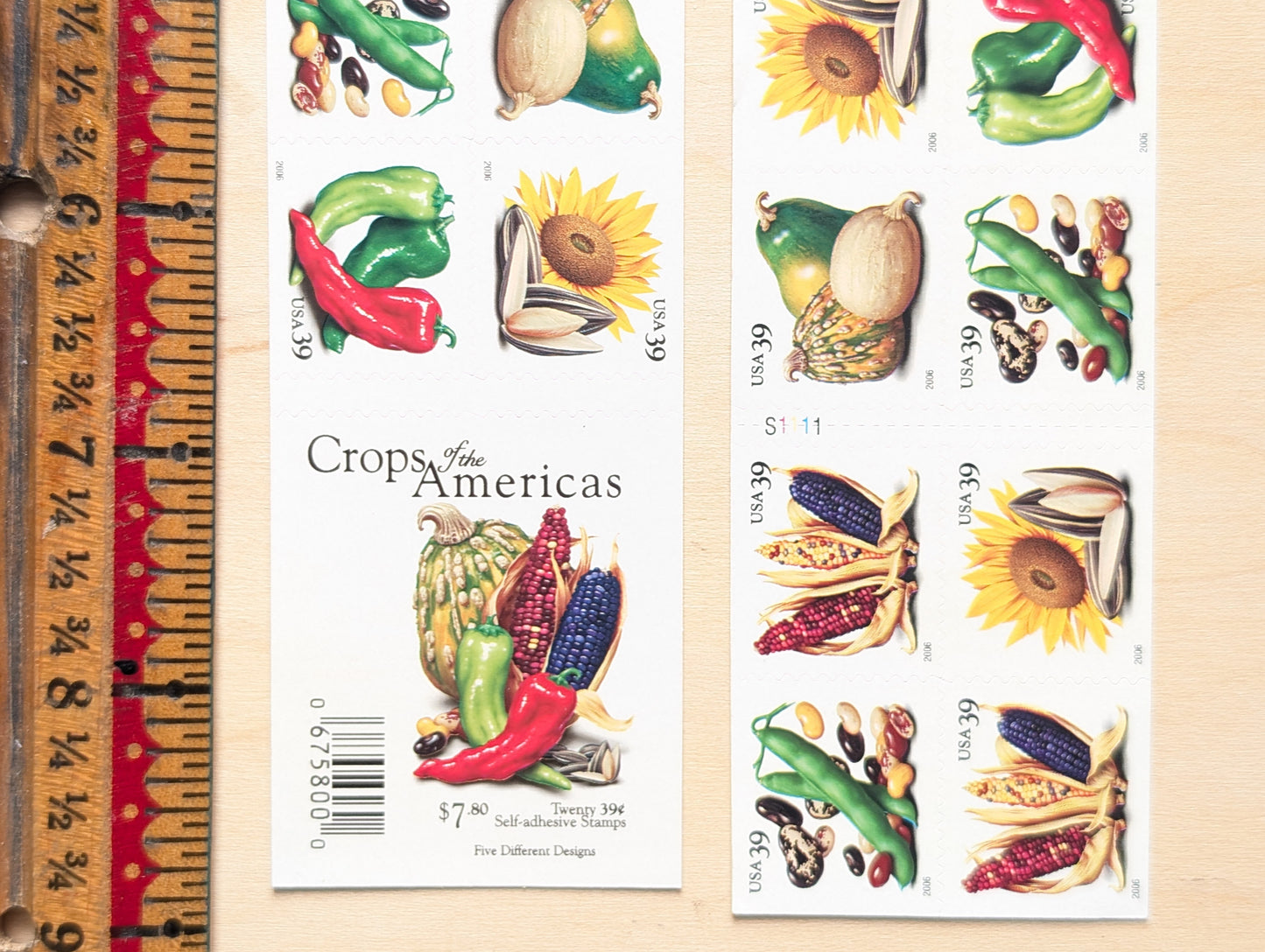 Crops of The Americas, Sheet of 20, Unused USPS 39 Cent Postage Stamps, Crops of The Americas Stamps, 2006, Self-Adhesive