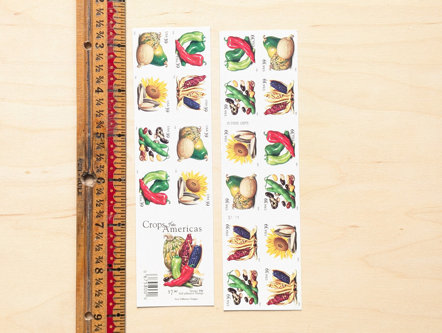 Crops of The Americas, Sheet of 20, Unused USPS 39 Cent Postage Stamps, Crops of The Americas Stamps, 2006, Self-Adhesive