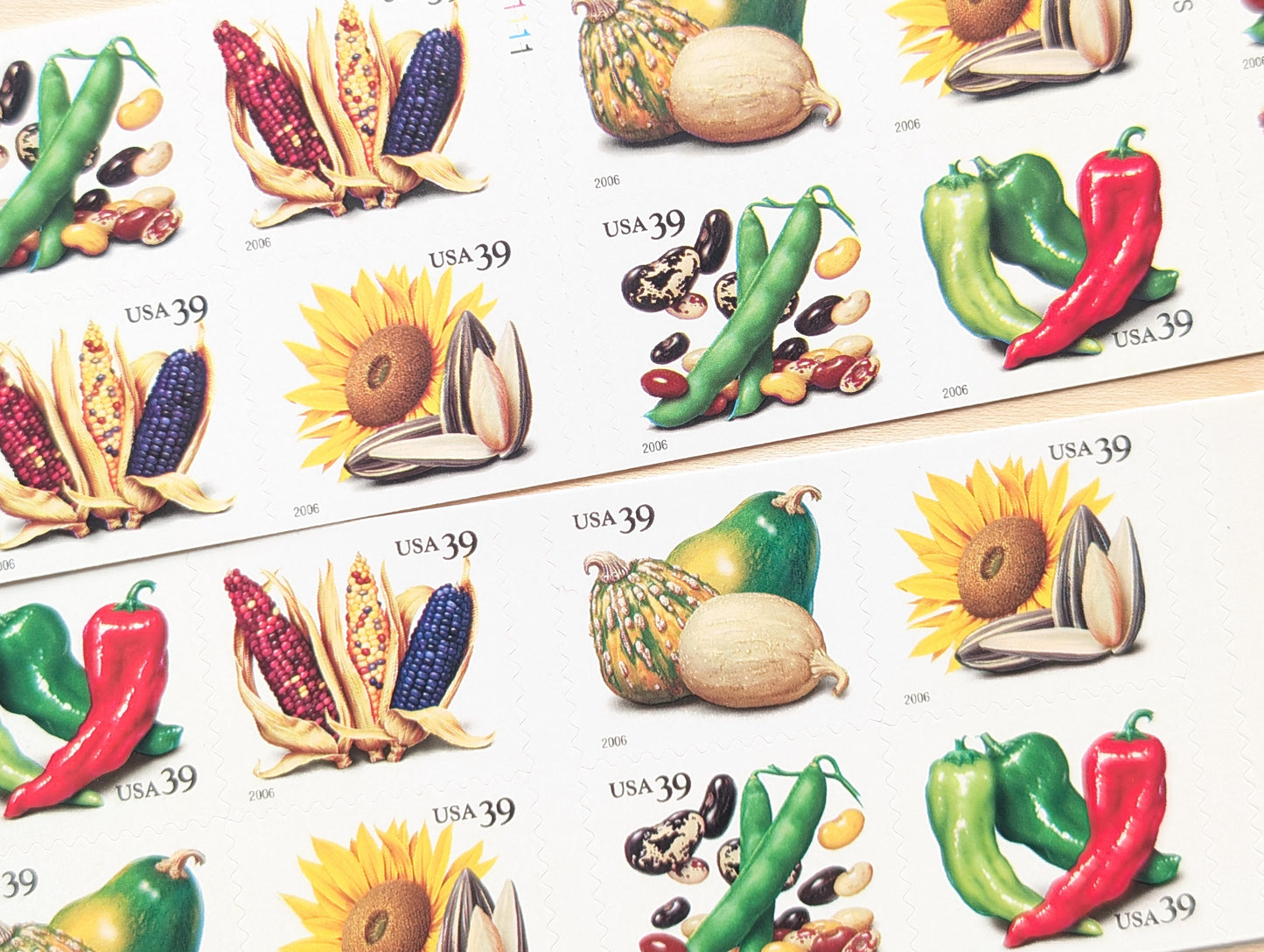 Crops of The Americas, Sheet of 20, Unused USPS 39 Cent Postage Stamps, Crops of The Americas Stamps, 2006, Self-Adhesive