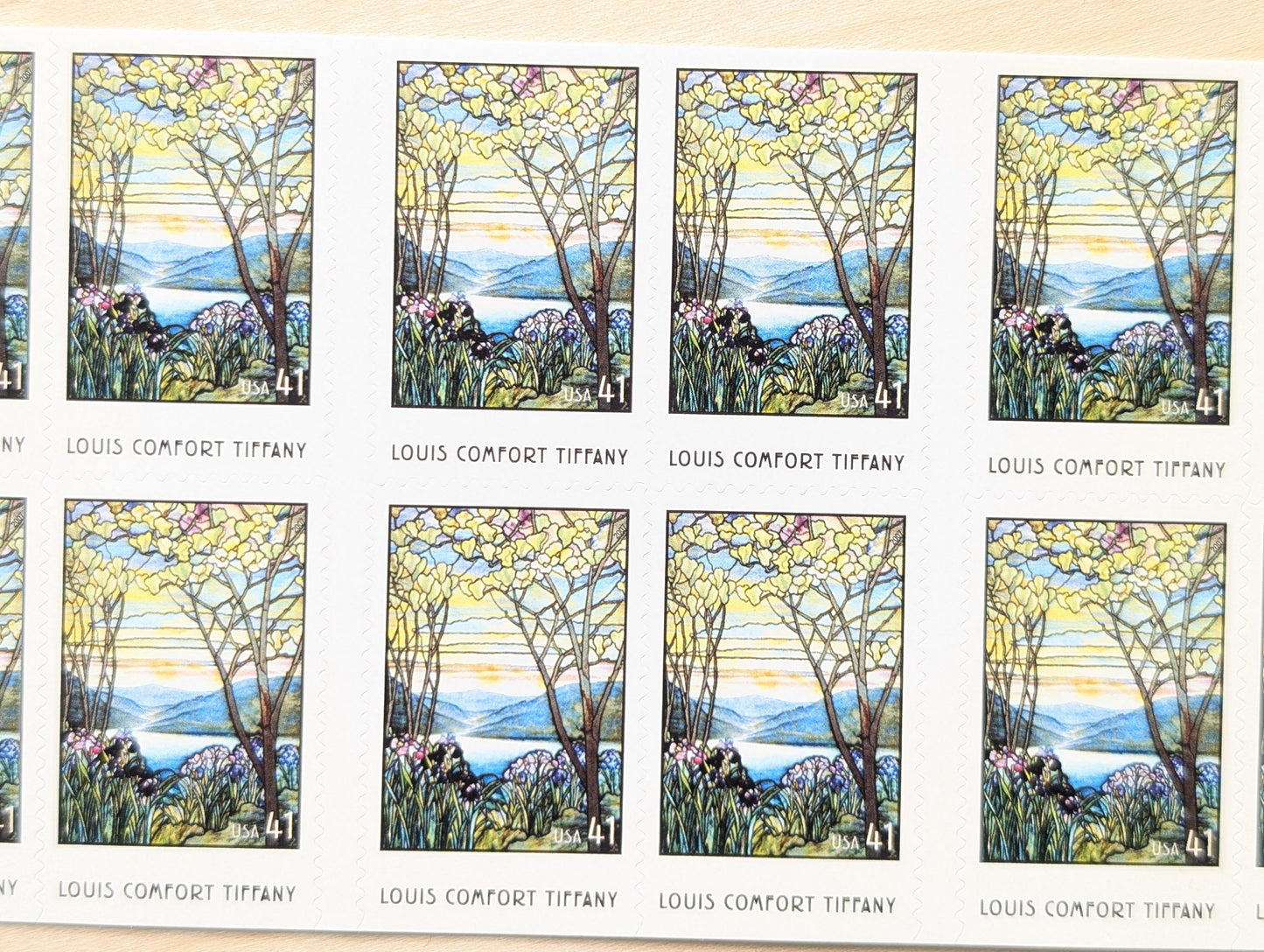 Stained Glass, Booklet of 20, Unused USPS 41 Cent Postage Stamps, Lewis Comfort Tiffany Stained Glass Stamps, 2006, Self-Adhesive