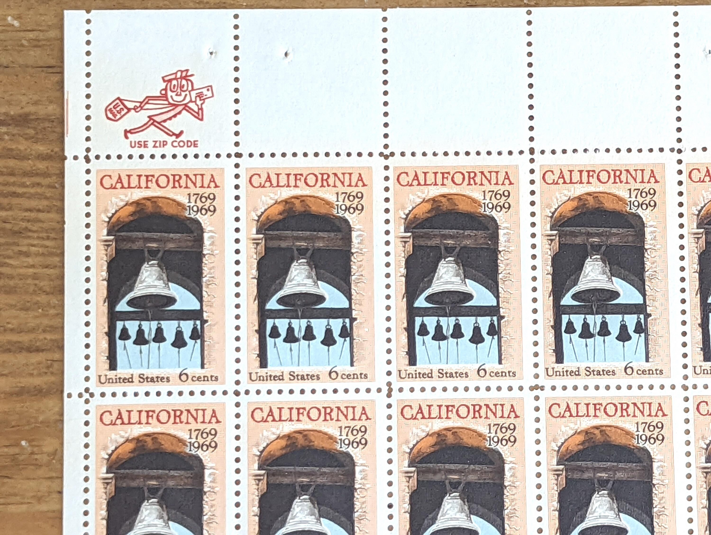 California Statehood, Vintage Unused USPS 6 Cent Postage Stamps, Statehood Stamps (California), 1969, Gummed