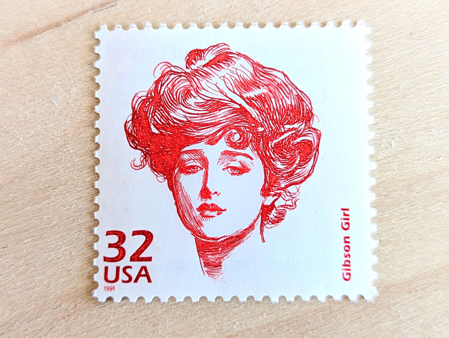 Gibson Girl, Set of 5, Vintage Unused USPS 32 Cent Postage Stamps, 1900s Celebrate the Century Series 1998, Gummed