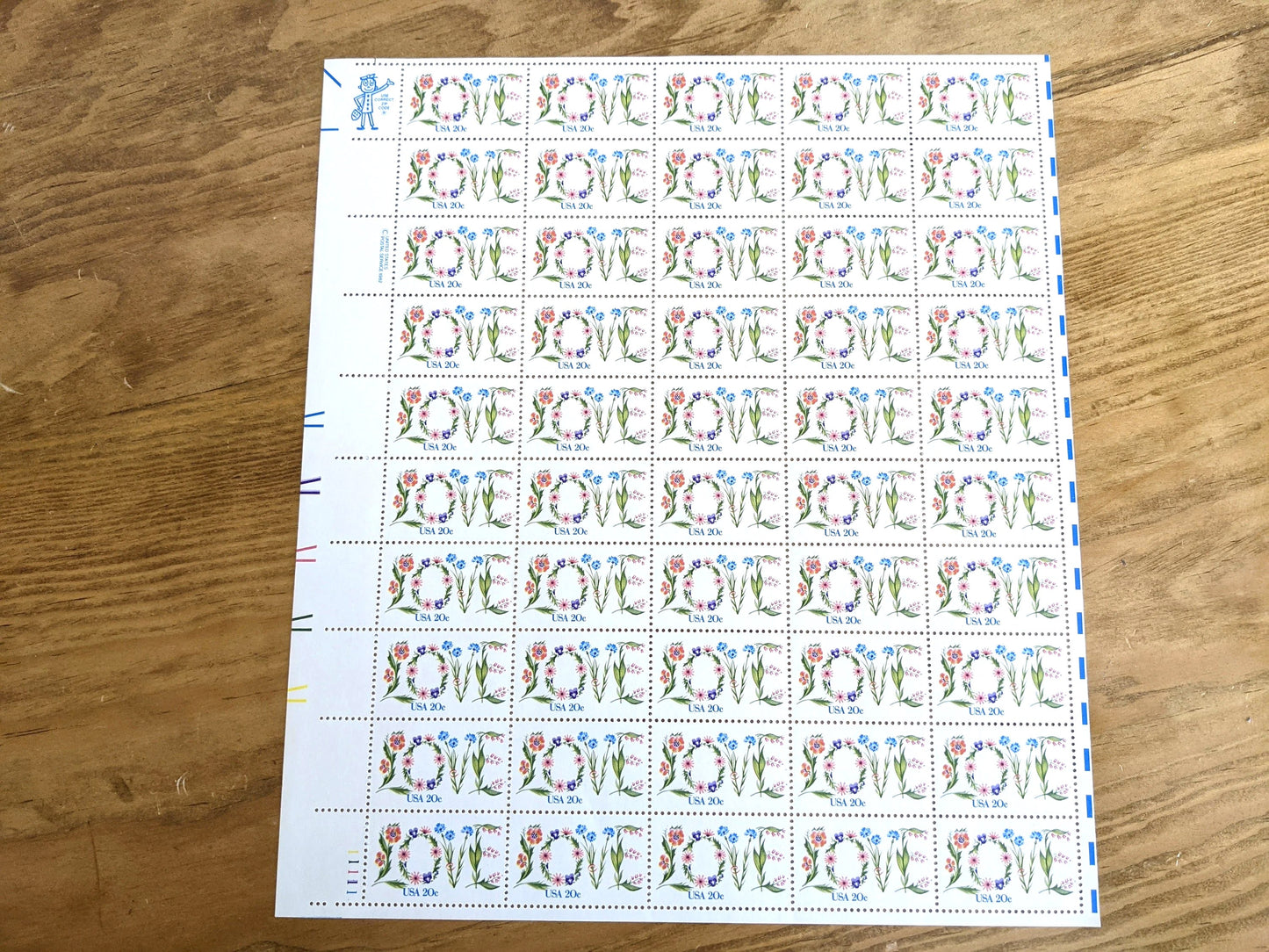 Love Flower Stamps, Vintage Unused USPS 20 Cent Postage Stamps, Love Stamps 1982, Gummed