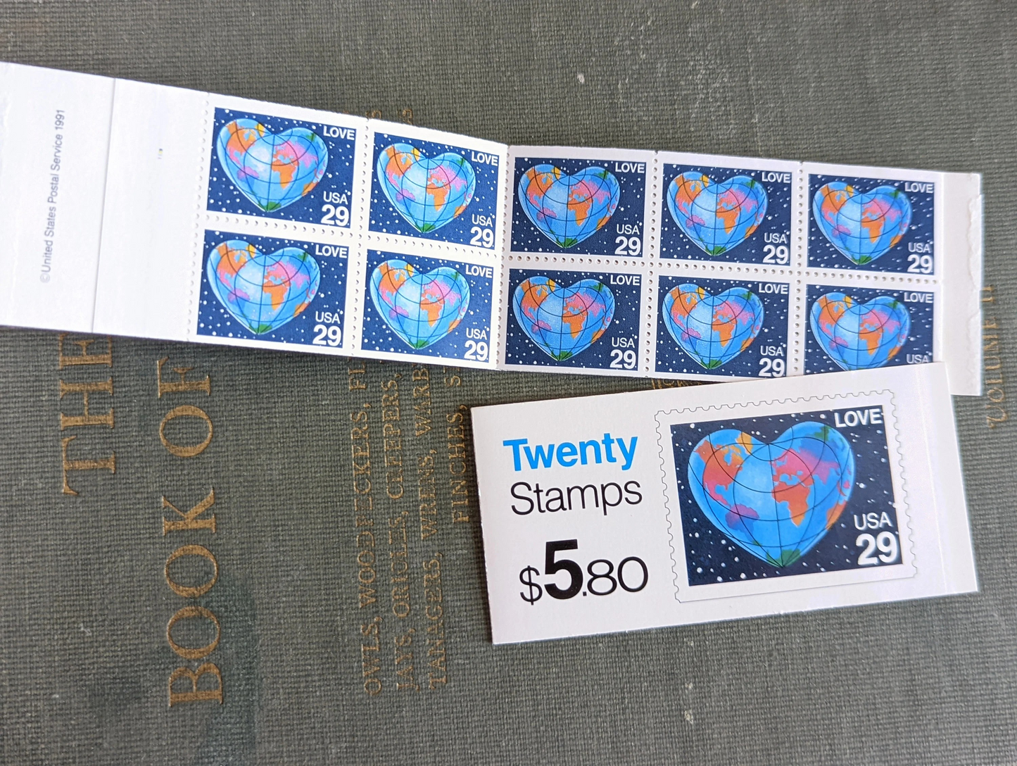 Earth Love Stamps, 29 cent stamps, 1991 Unused USPS Postage Stamps
