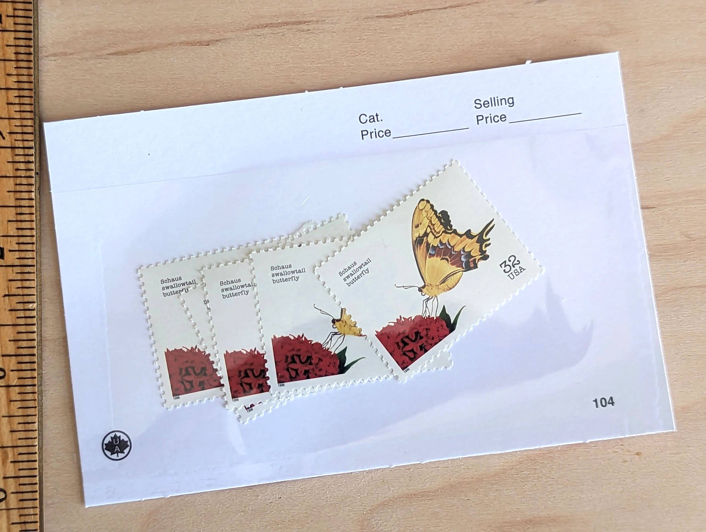 Schaus Swallowtail Butterfly, Set of 5, Vintage Unused USPS 32 Cent Postage Stamps, Flowers and Endangered Species Series 1995, Gummed