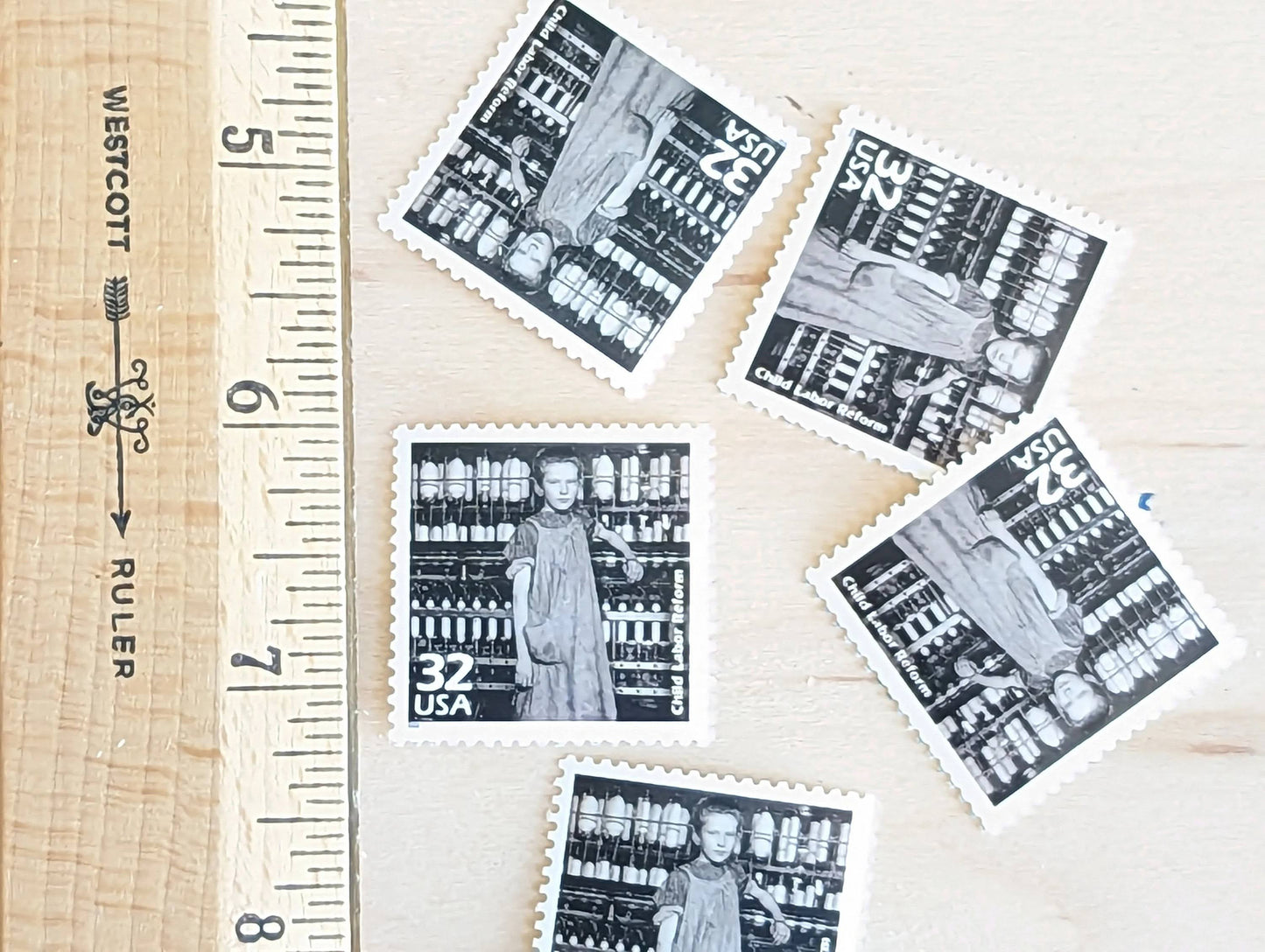 Child Labor Reform, Set of 5, Vintage Unused USPS 32 Cent Postage Stamps, 1910s Celebrate the Century Stamps 1998, Gummed
