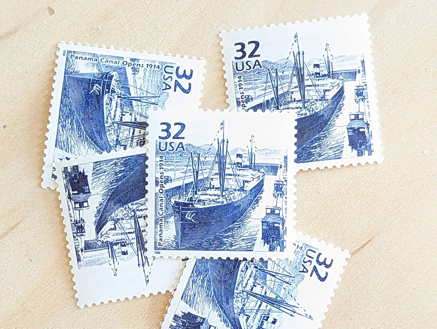 Panama Canal, Set of 5, Vintage Unused USPS 32 Cent Postage Stamps, 1910s Celebrate the Century Stamps 1998, Gummed