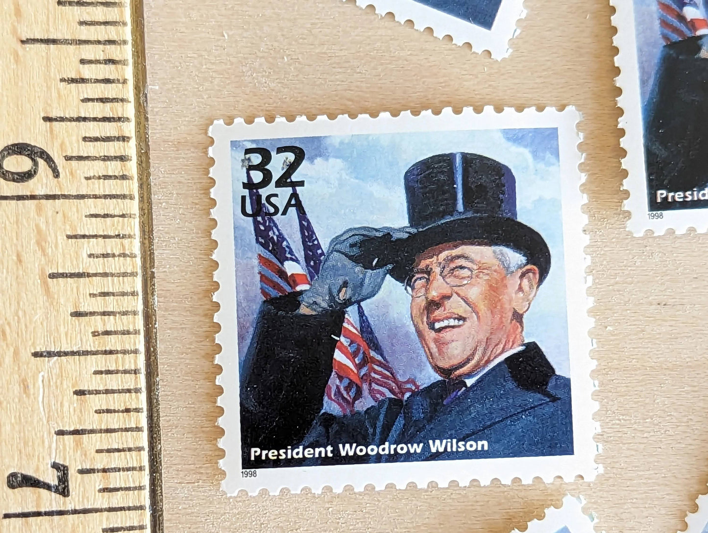 Woodrow Wilson, Set of 5, Vintage Unused USPS 32 Cent Postage Stamps, 1910s Celebrate the Century Series 1998, Gummed
