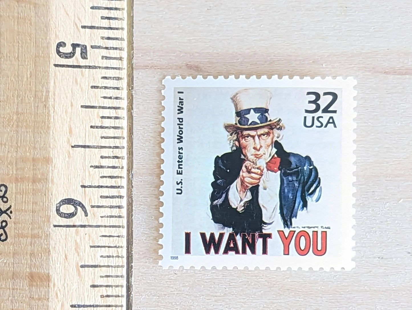 WWI "I Want You", Set of 5, Vintage Unused USPS 32 Cent Postage Stamps, 1910s Celebrate the Century Series 1998, Gummed
