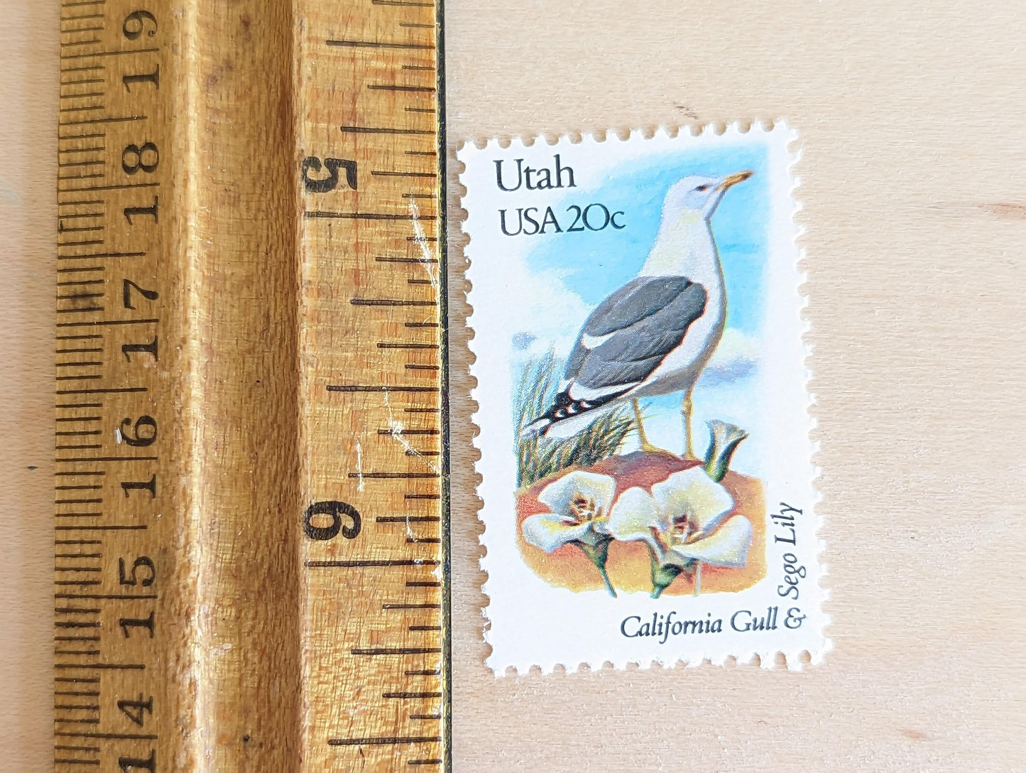 Utah State Stamp, Set of 5, Vintage Unused USPS 20 Cent Postage Stamps, State Bird and Flower 1982, Gummed